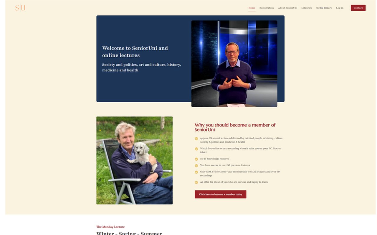 SeniorUni: Online Lectures for Seniors: project by Fourio Solutions
